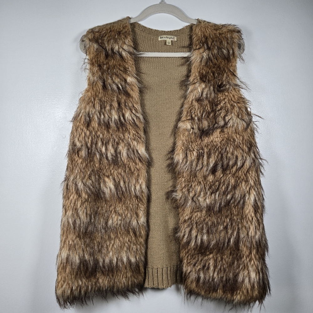 Love On A Hanger Faux Fur Hairy Fuzzy Knit Sweater Vest Size Large